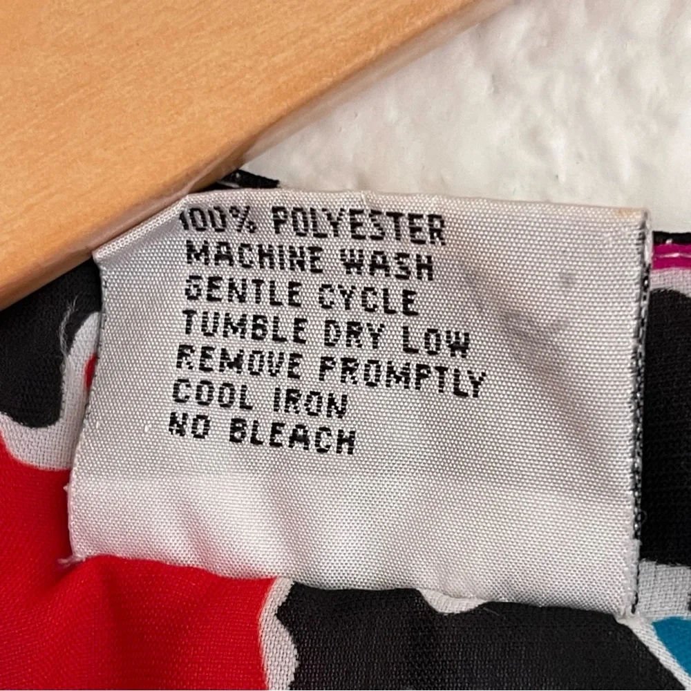 Vintage 1980s J.B. Too Blouson Abstract Print Midi Dress Multicolor Size… - Picture 10 of 15